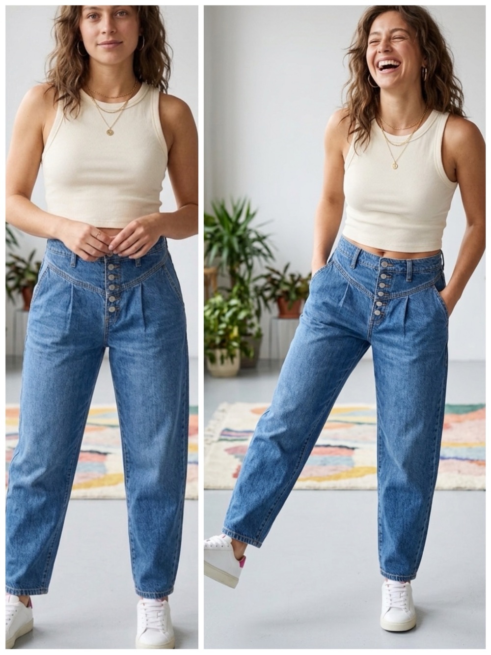 NWT Madewell Womans Jeans Tapered Yoke Denim Jeans Blue Size 24 Retro